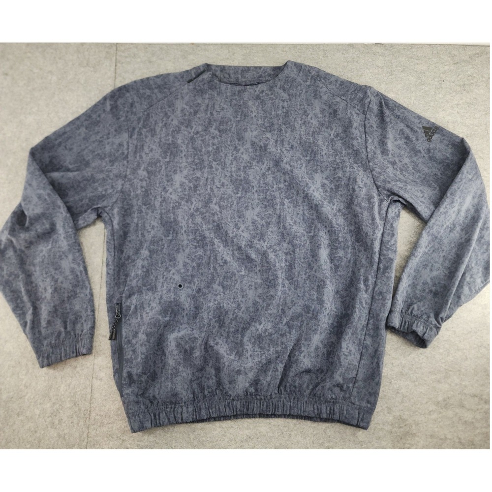 Adidas Mens 100% Nylon Gray Acid‎ Wash Pattern Windbreaker Pullover Jacket Small